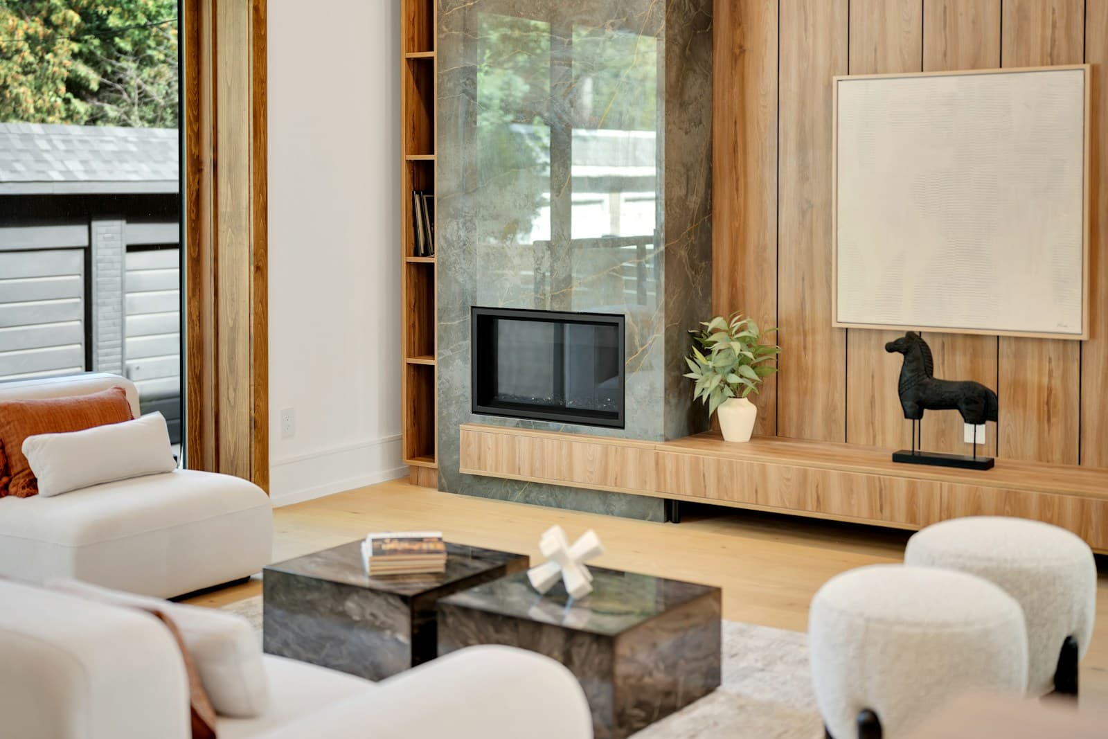 Light-filled living room after renovation